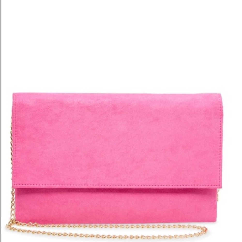 BWAYWARD PINK MICROFIBER SOFT CLUTCH CHAIN CROSSBO